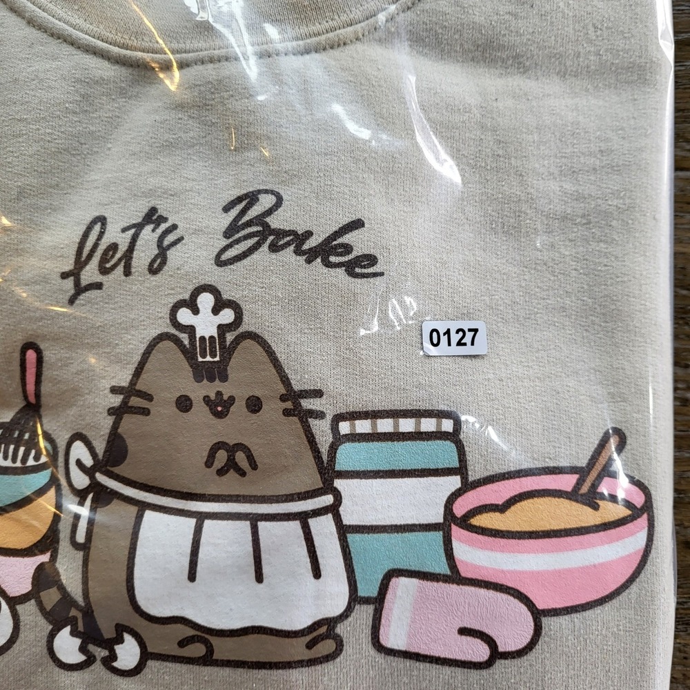 Pusheen Cafe Sweatshirt Tan Let's Bake Ripple Junction Graphic Crewneck Medium - Picture 8 of 8